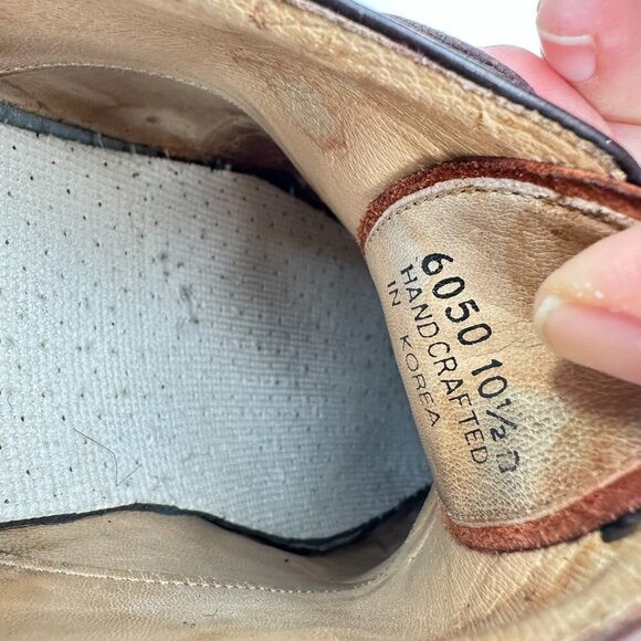 HH Brown Men Size 10.5D Brown Leather Cap Toe Brogue Oxford Dress Shoes - Picture 10 of 13